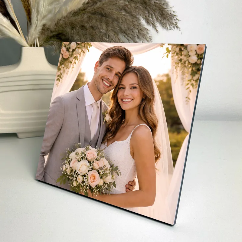 תמונה על פלטת עץ 20X20 עם דופן שחורה עם רגלית אחורית או לתליה